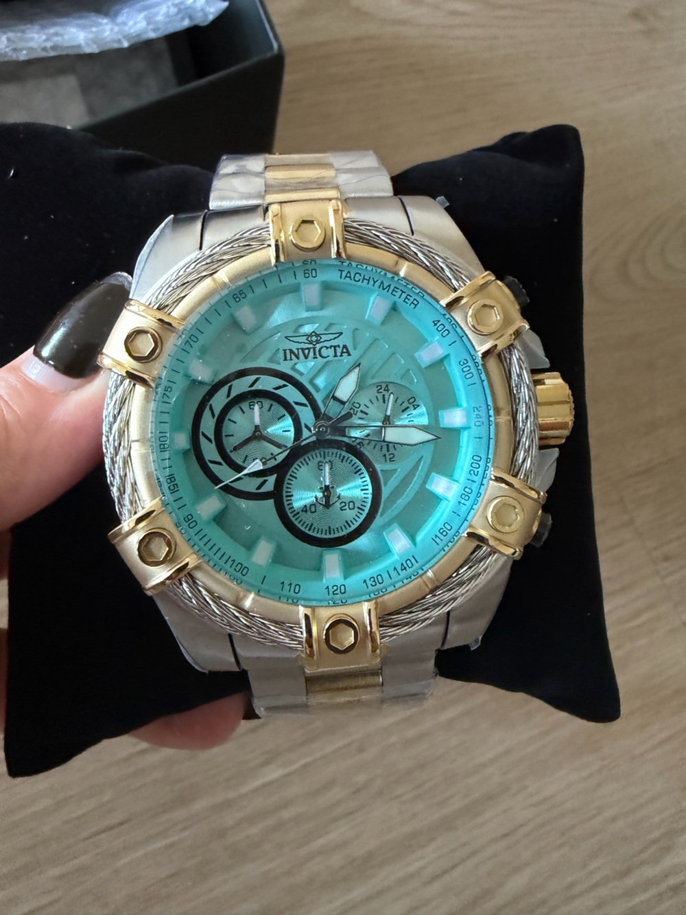 NEW Invicta Bolt Chronograph Men's Watch - Two-Tone Gold/Silver & Teal Dial 52mm
